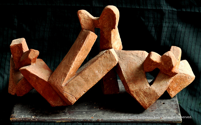 The Kissers, Terracota Sculpture, Angle 1