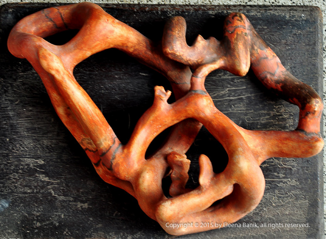 Two Women, One Man, Terracota Sculpture, Top